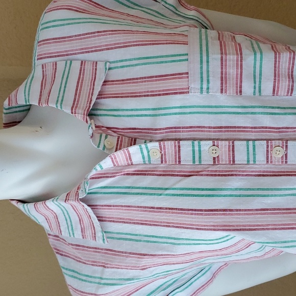 STYLE & CO Striped 100% Cotton Button Down Collared Top SIZE: PETITE LARGE - Picture 3 of 12